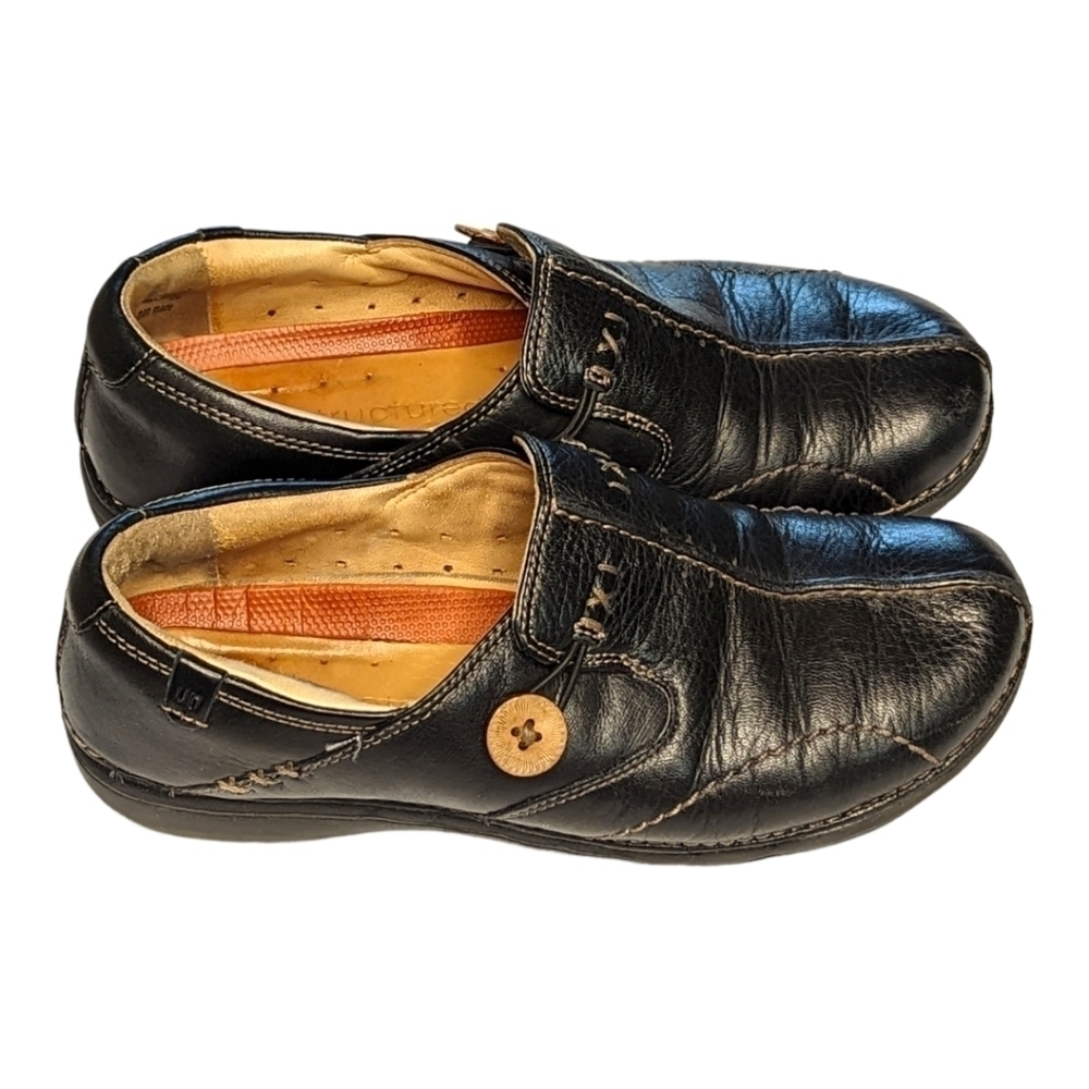 Clarks Structured Soft Black Leather Side Button Women's Shoes Size 6M - Picture 13 of 13